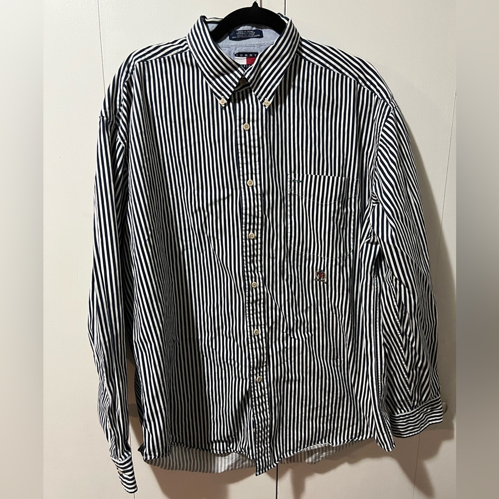 Tommy Hilfiger Vintage Blue White Stripe button down shirt